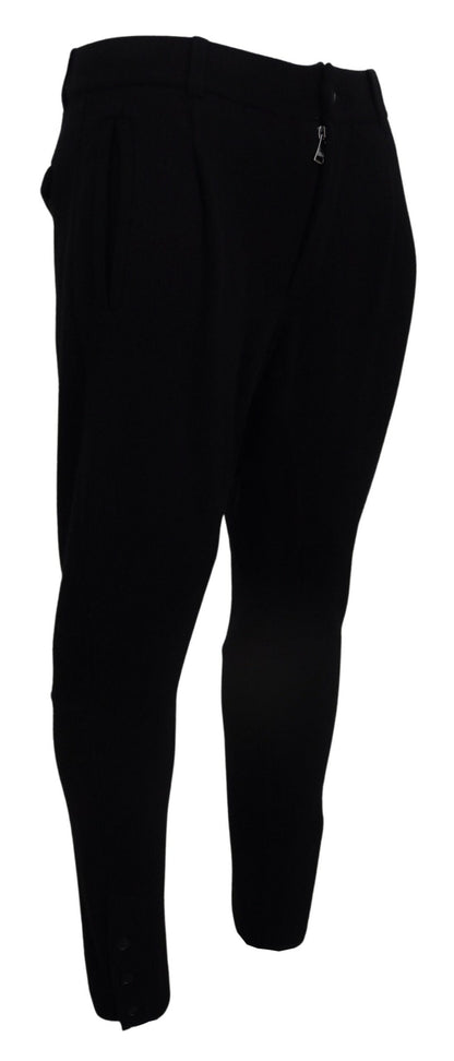  - Elegant Black Tapered Wool Trousers