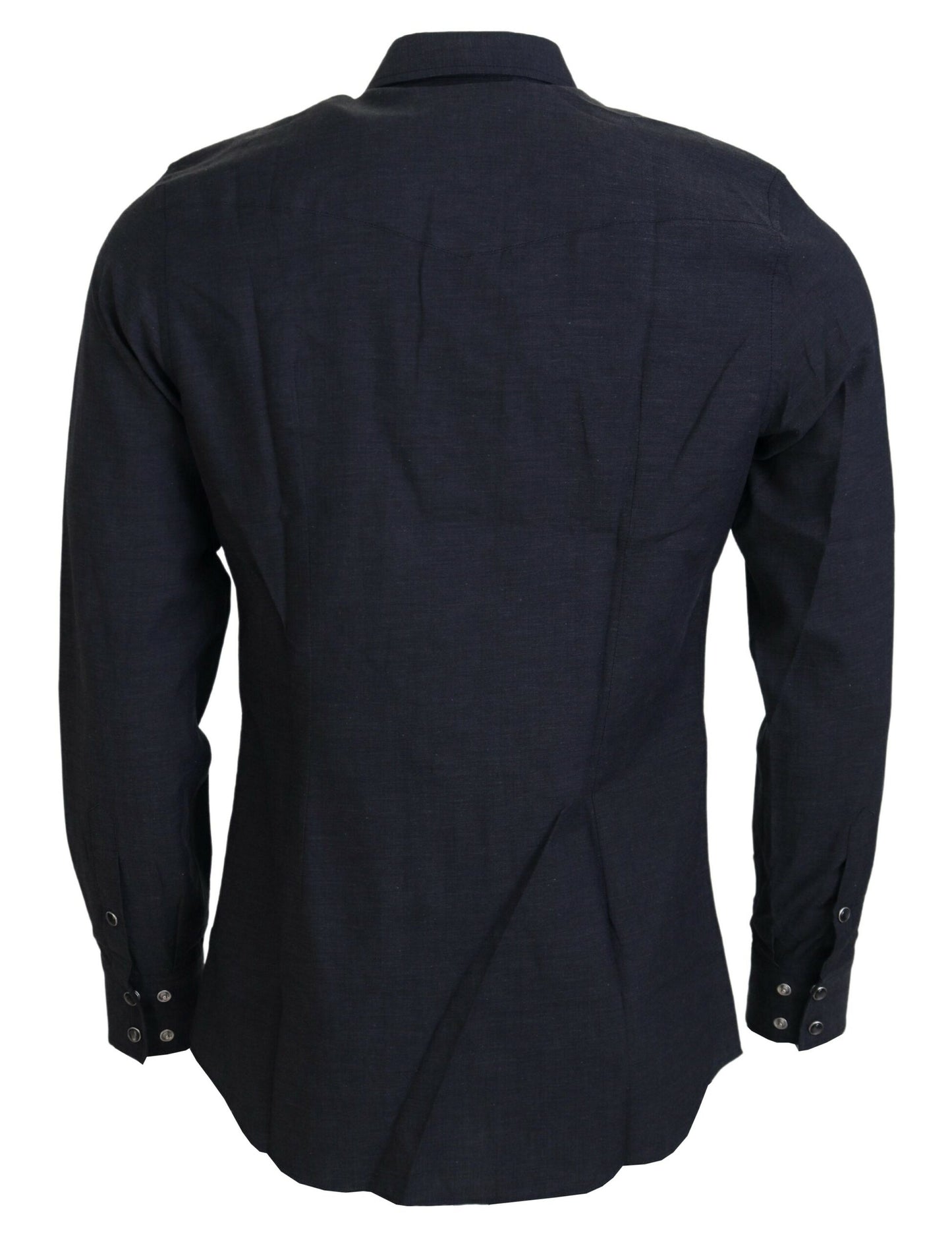  - Elegant Gray Cotton Collared Shirt