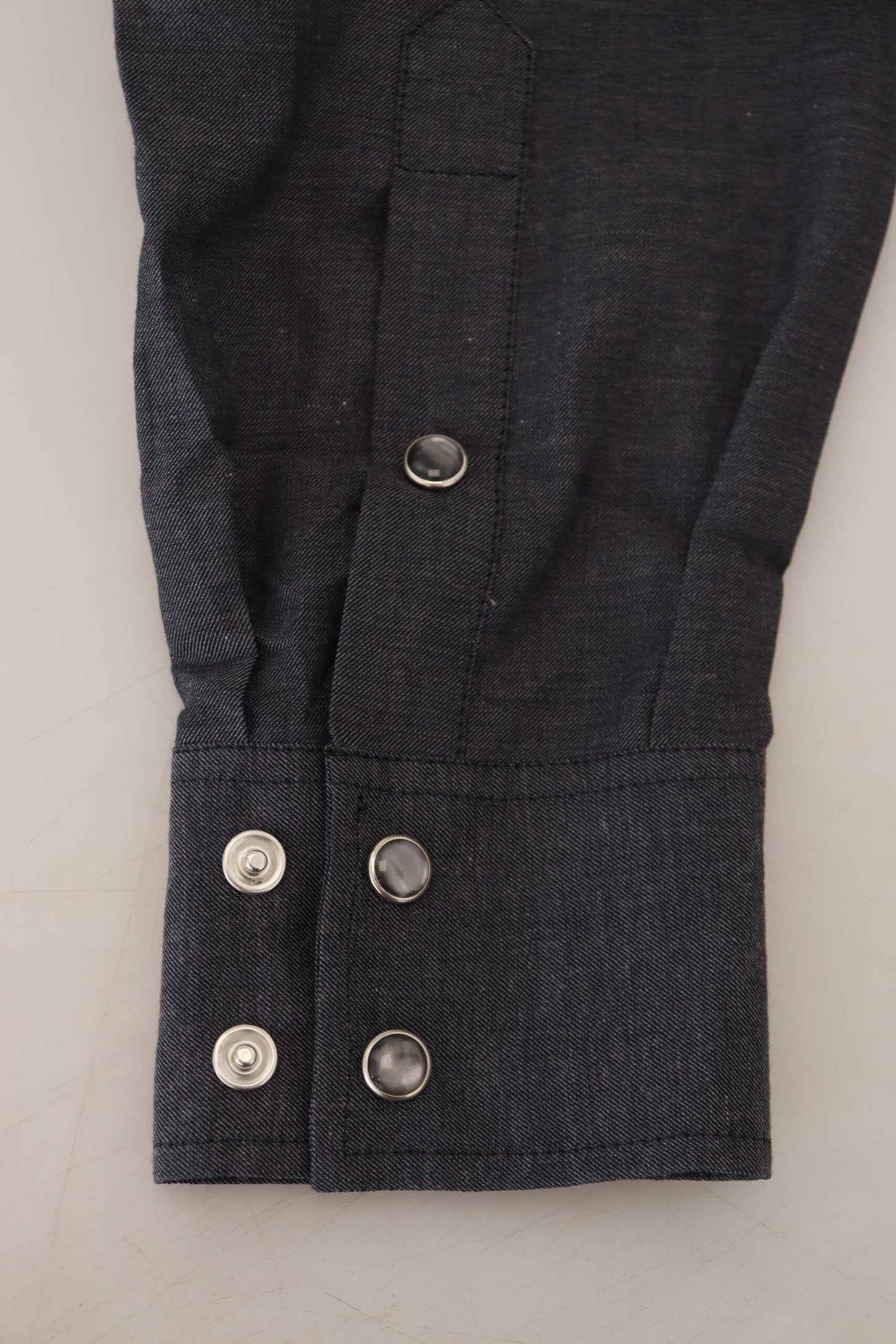  - Elegant Gray Cotton Collared Shirt