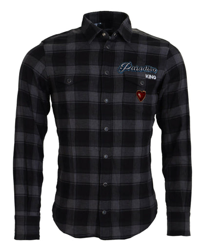  - Elegant Black and Gray Button Down Shirt