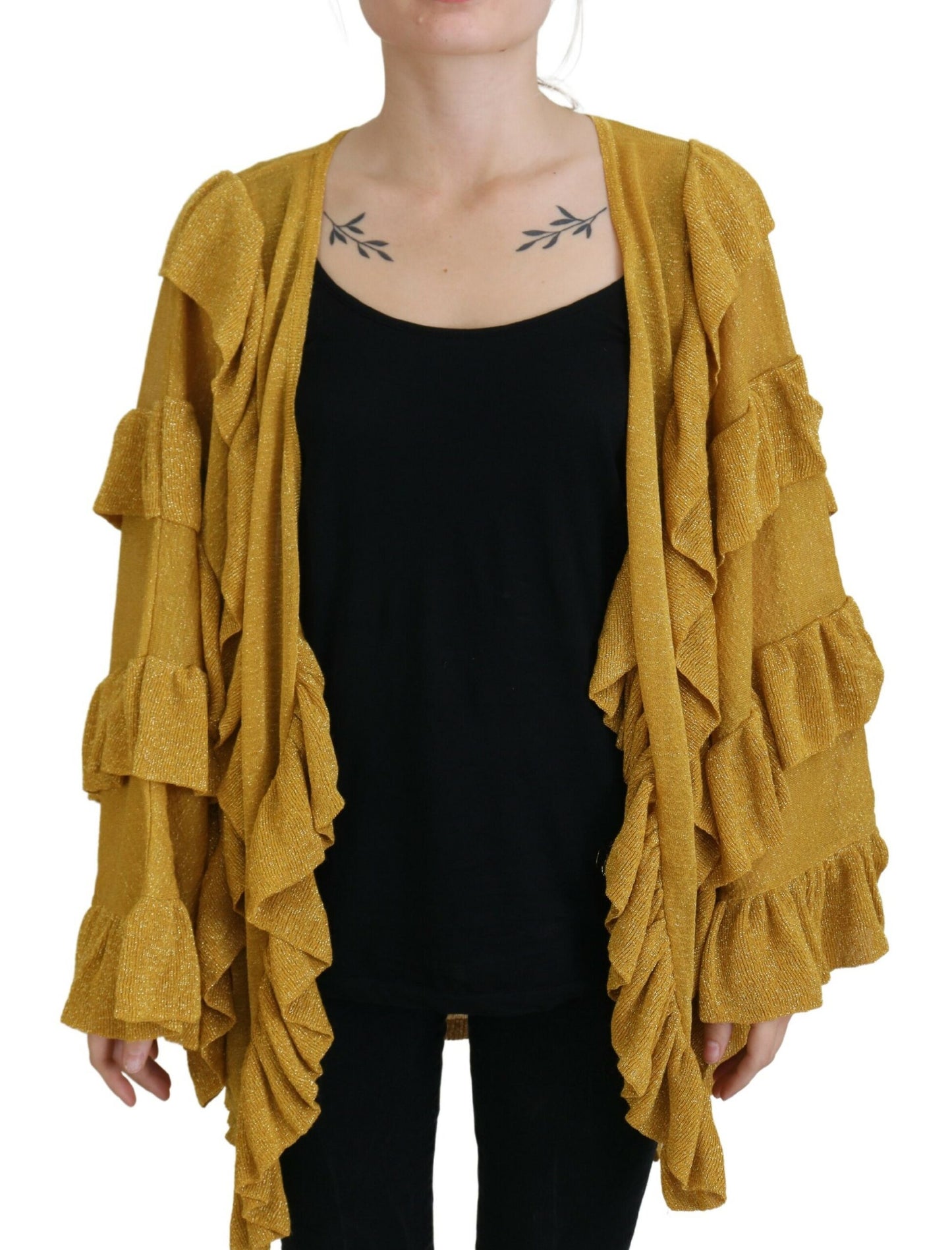  - Elegant Gold Cardigan Sweater