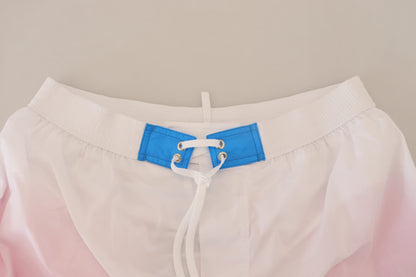  - Chic White & Pink Print Swim Shorts