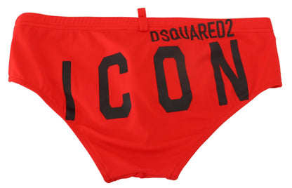  - Red ICON Print Swim Briefs