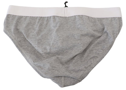  - Elegant Gray Cotton Stretch Briefs