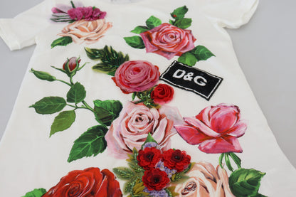  - Elegant Multicolor Rose Print Cotton Tee