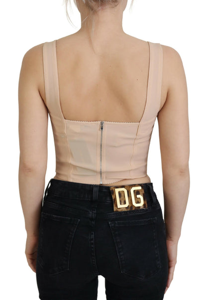  - Elegant Beige Bustier Corset Top