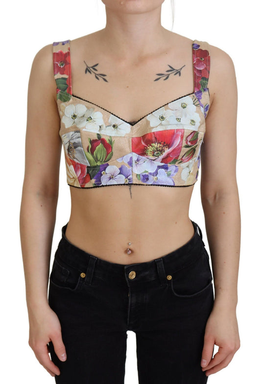  - Floral Print Bustier Crop Top