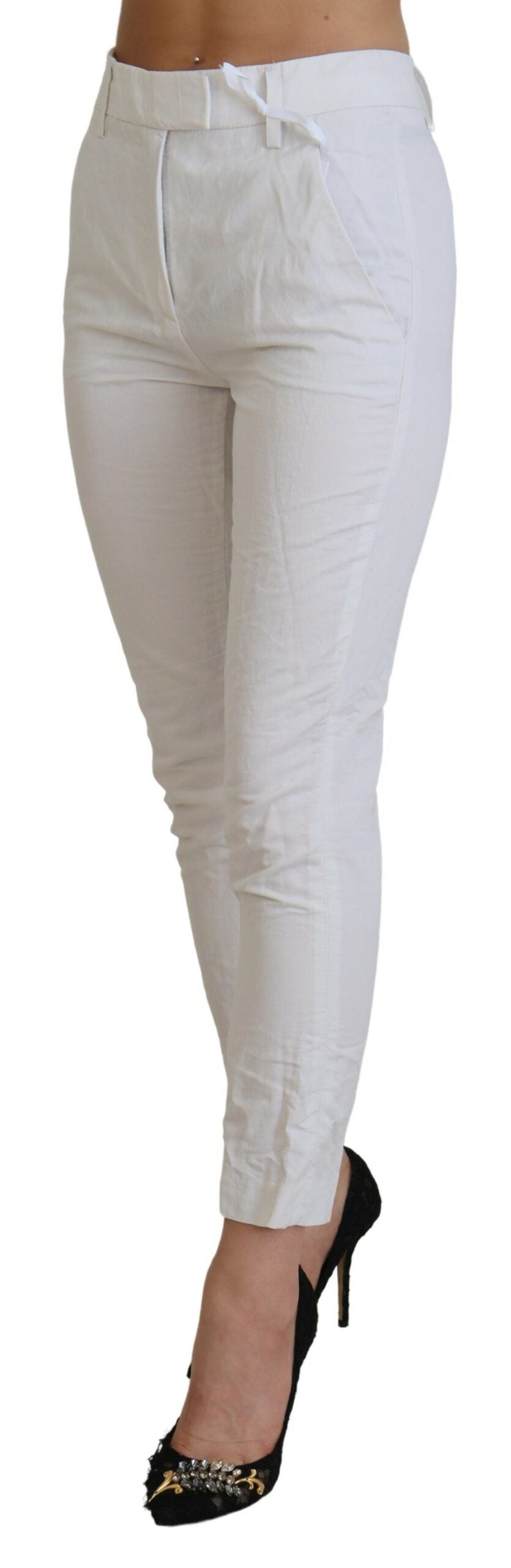  - Elegant High Waist Tapered White Pants