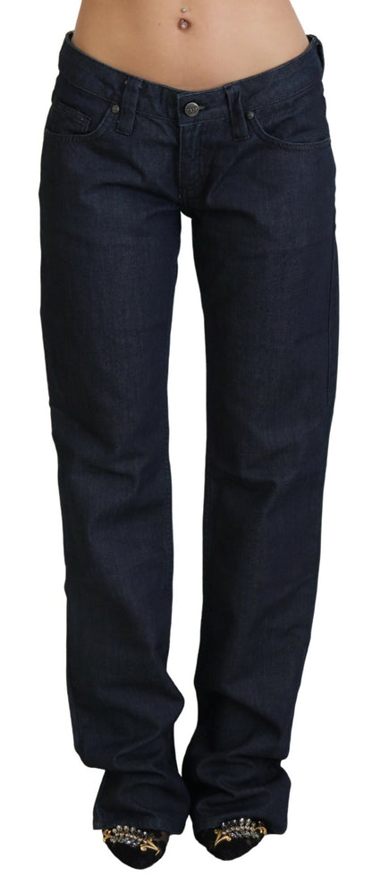  - Chic Dark Blue Low Waist Straight Cut Jeans