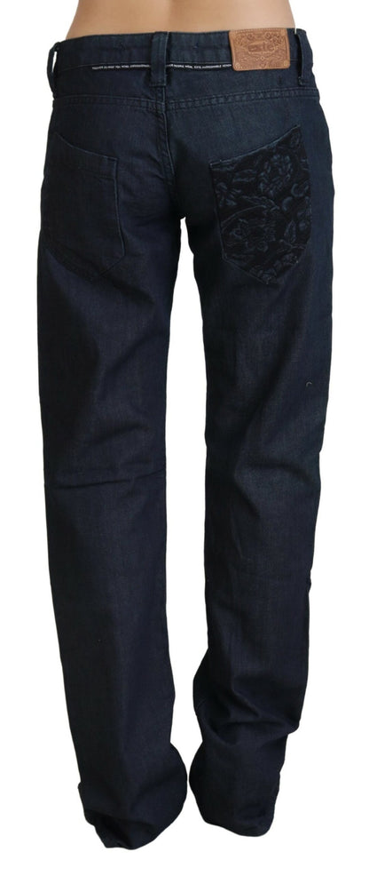  - Chic Dark Blue Low Waist Straight Cut Jeans