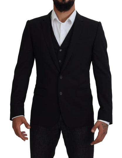  - Elegant Black Martini Two-Piece Suit