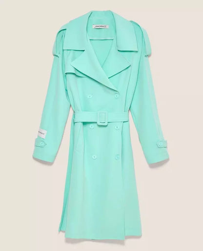 Elegant Light Blue Double-Breasted Trench Coat - The Luxe Alliance