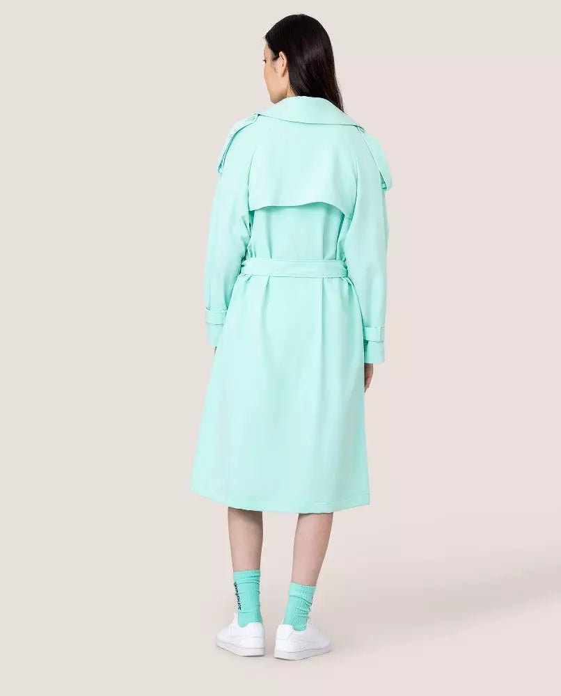 Elegant Light Blue Double-Breasted Trench Coat - The Luxe Alliance