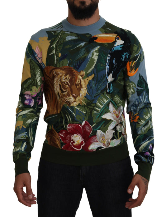  - Jungle Embroidered Wool Silk Sweater