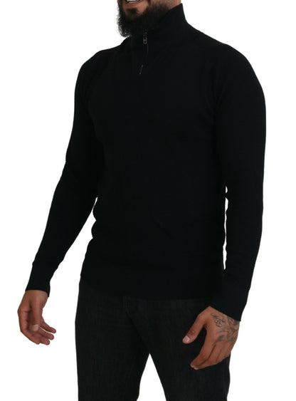  - Elegant Silk Blend Black Pullover Sweater