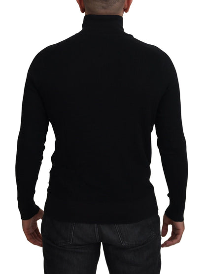  - Elegant Silk Blend Black Pullover Sweater