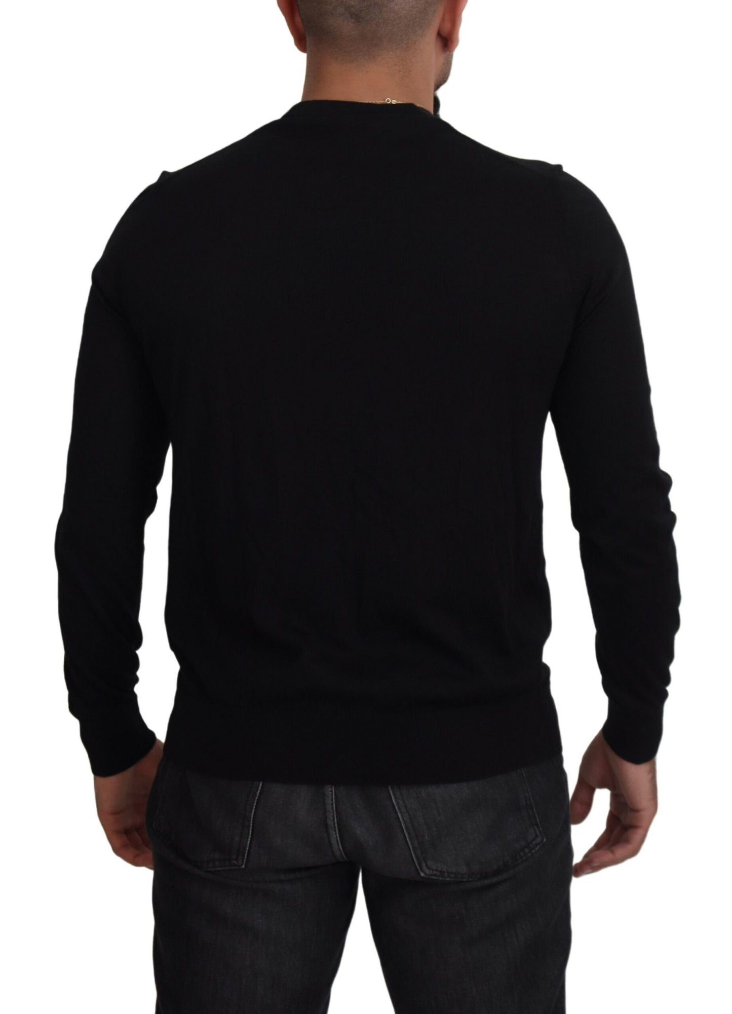  - Elegant Black Cashmere Cardigan Sweater