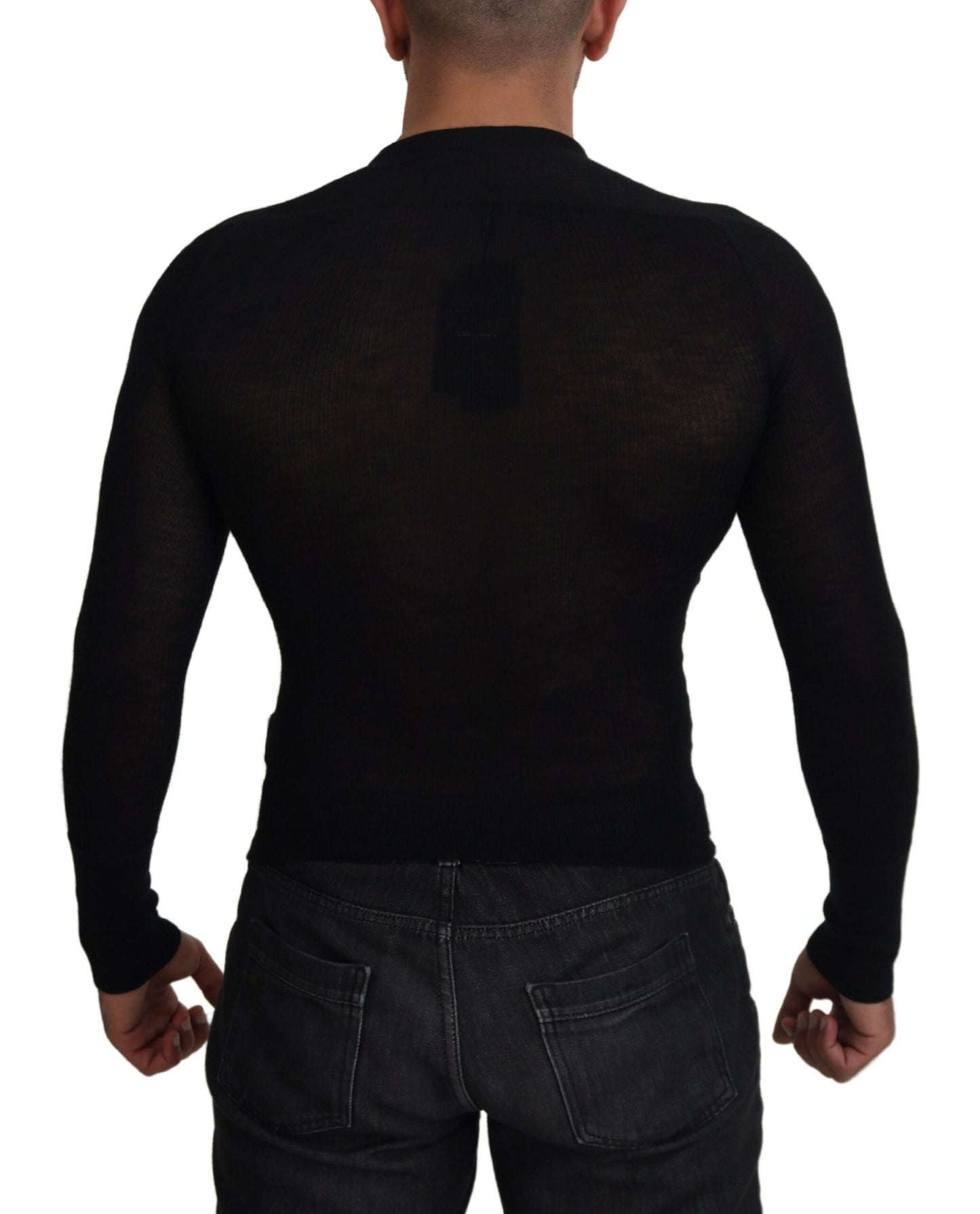  - Elegant Black Cashmere Pullover Sweater