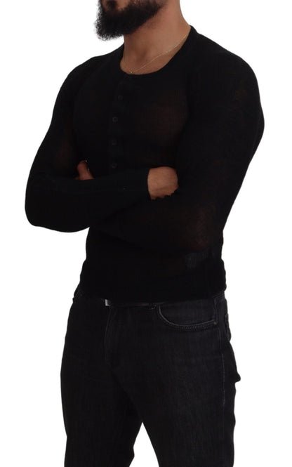  - Elegant Black Cashmere Pullover Sweater