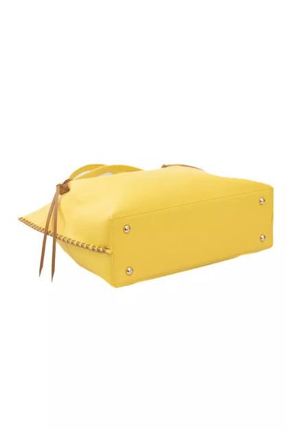  - Yellow Polyurethane Women Handbag