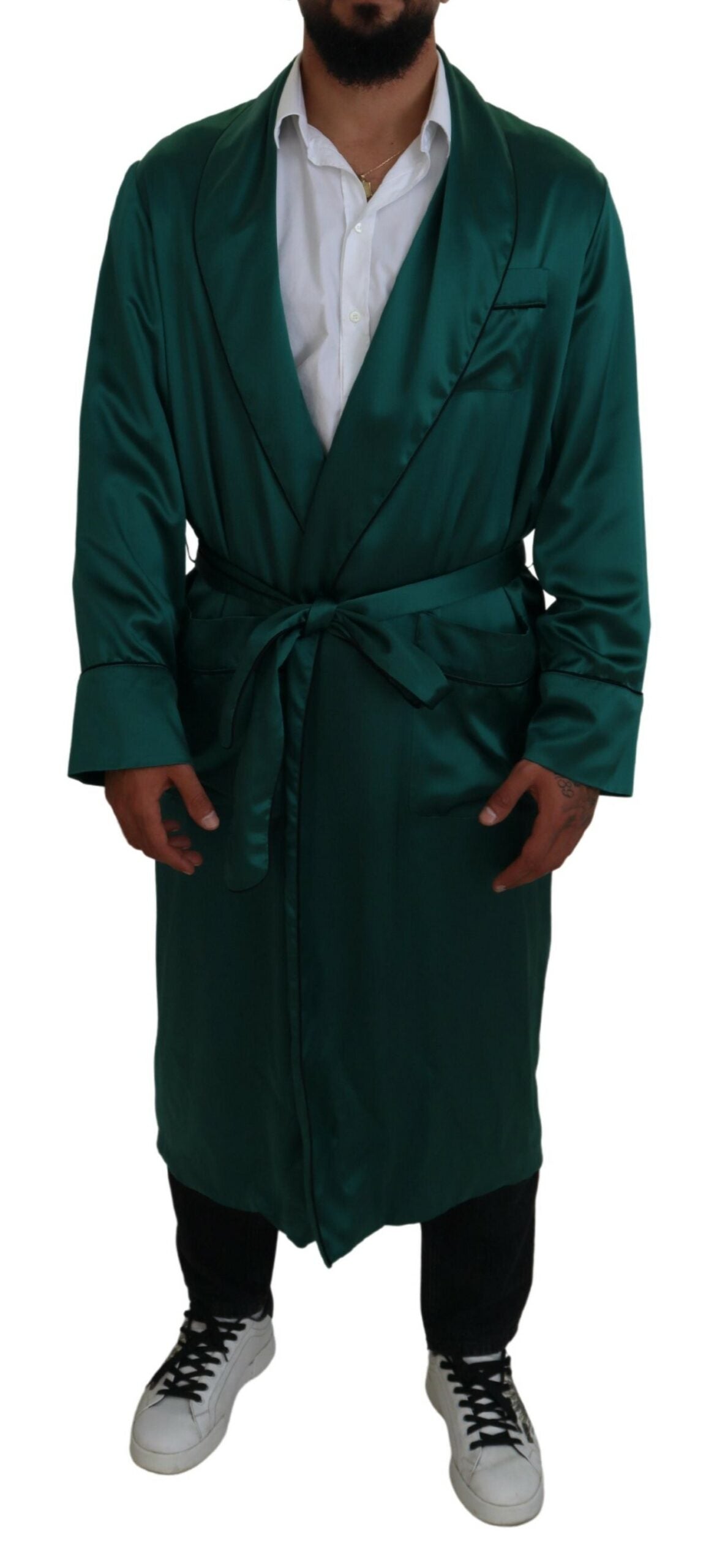  - Elegant Silk Robe in Lush Green