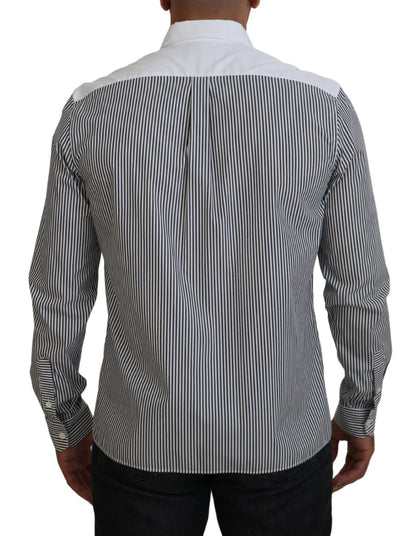  - Classic Black and White Striped Button-Down Shirt