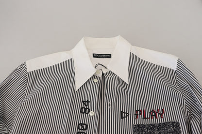  - Classic Black and White Striped Button-Down Shirt