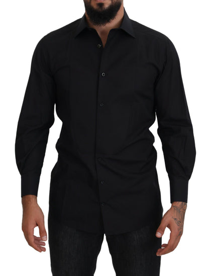  - Elegant Black Formal Long Sleeve Shirt