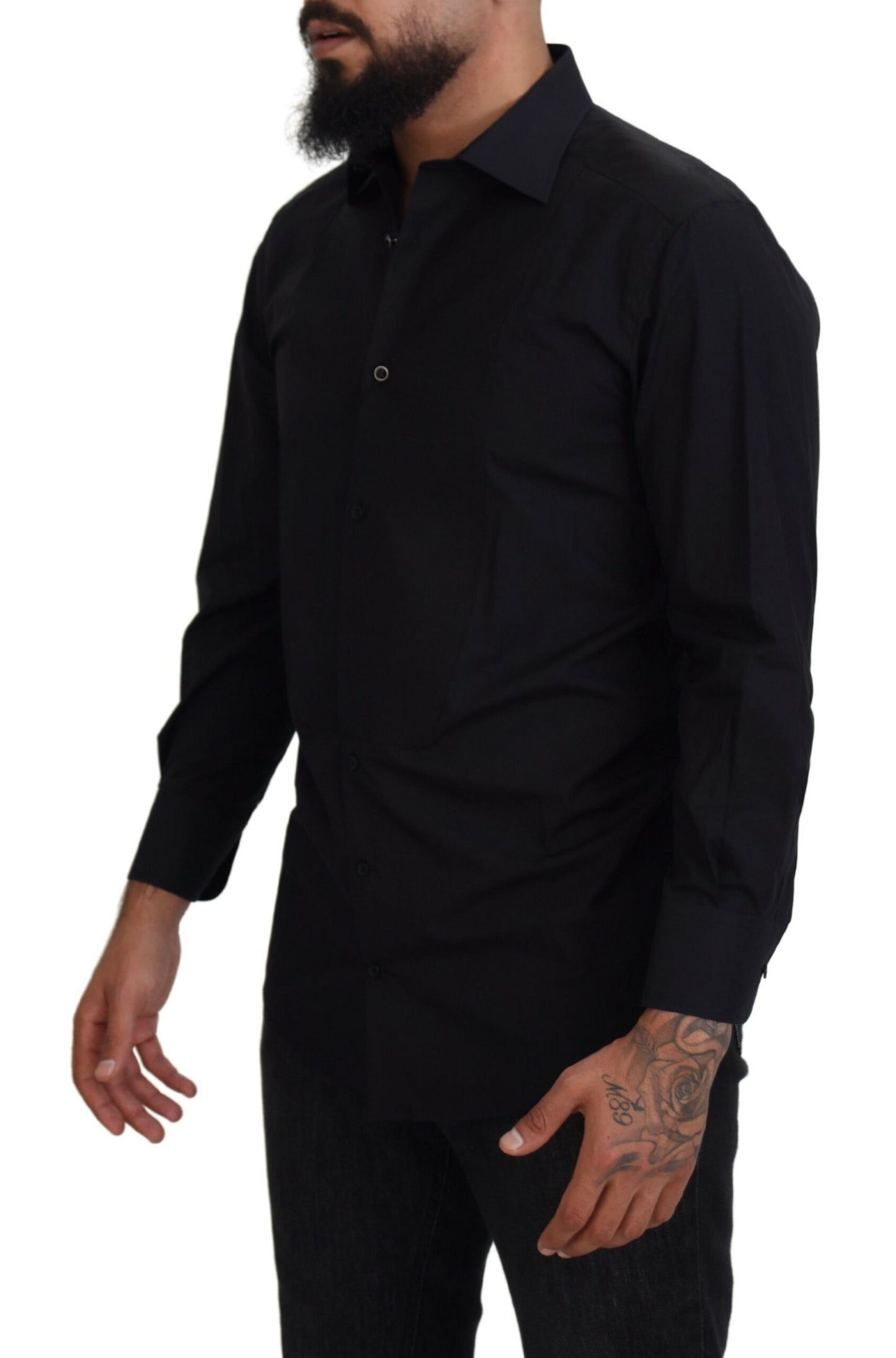  - Elegant Black Formal Long Sleeve Shirt