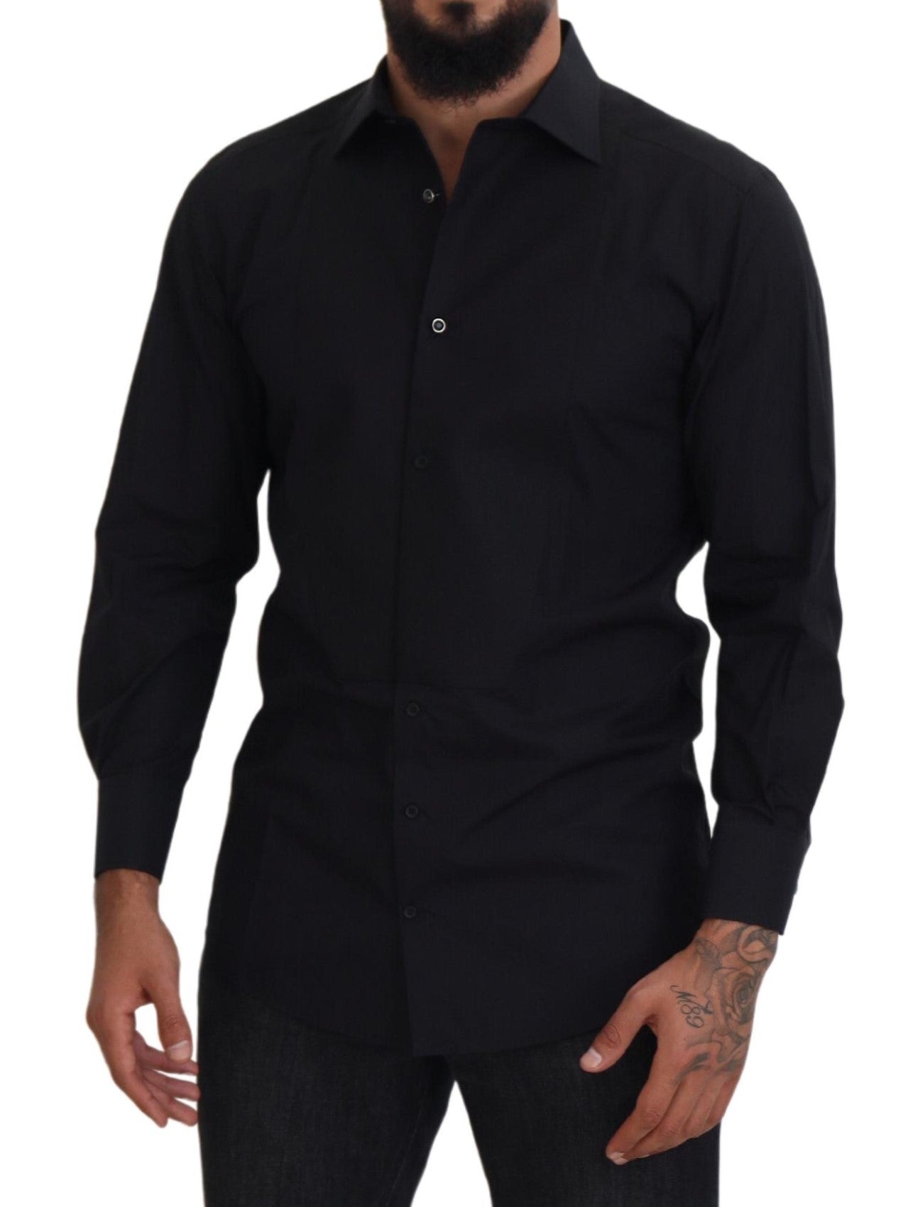  - Elegant Black Formal Long Sleeve Shirt