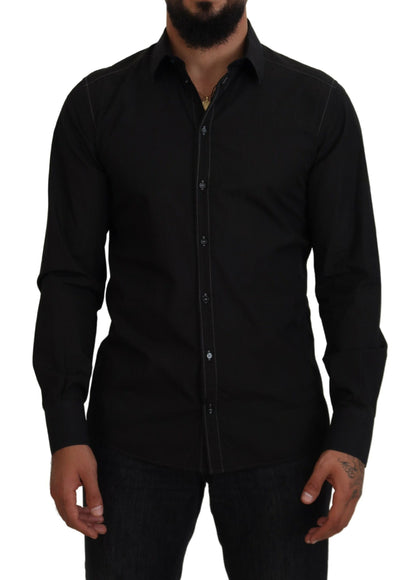  - Elegant Black Formal Cotton Shirt