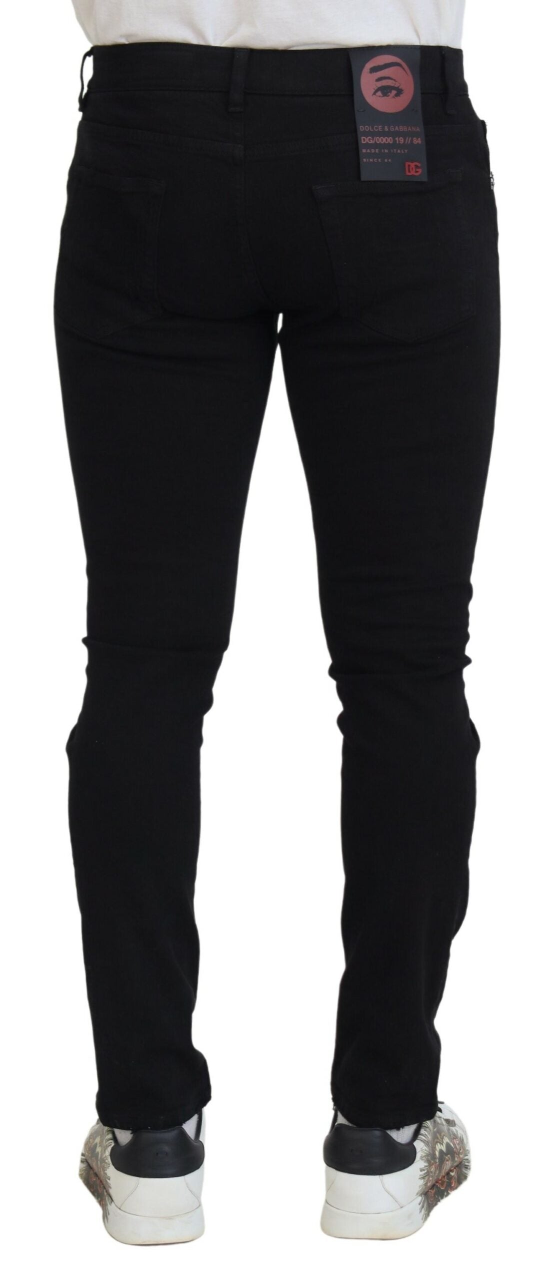  - Svelte Black Tattered Slim Fit Denim