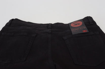  - Svelte Black Tattered Slim Fit Denim