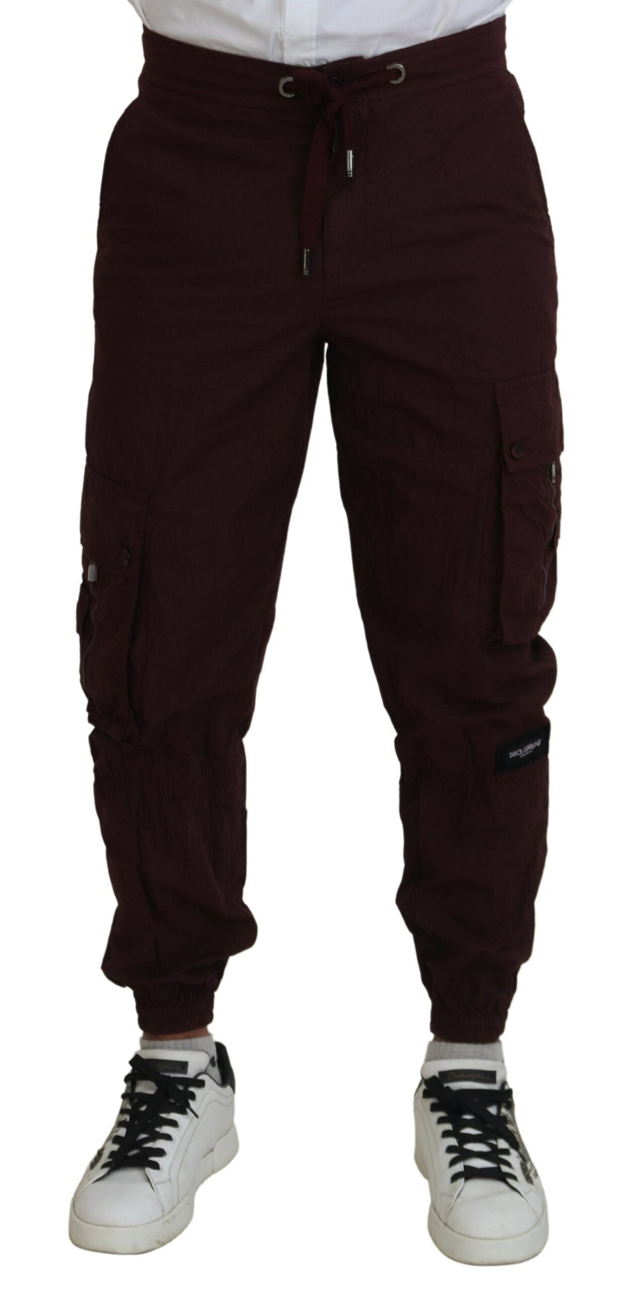  - Elegant Burgundy Cotton Jogger Pants