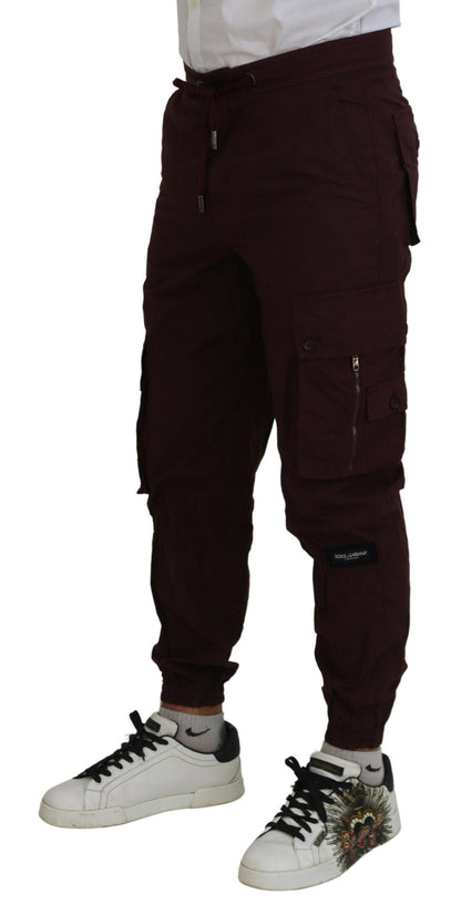  - Elegant Burgundy Cotton Jogger Pants