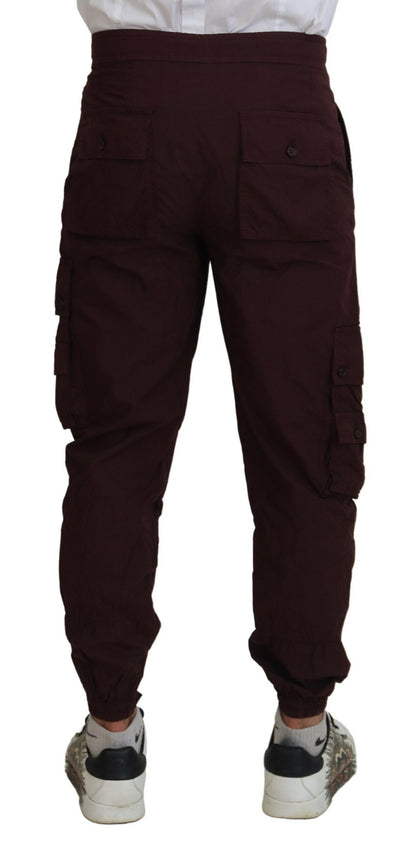  - Elegant Burgundy Cotton Jogger Pants