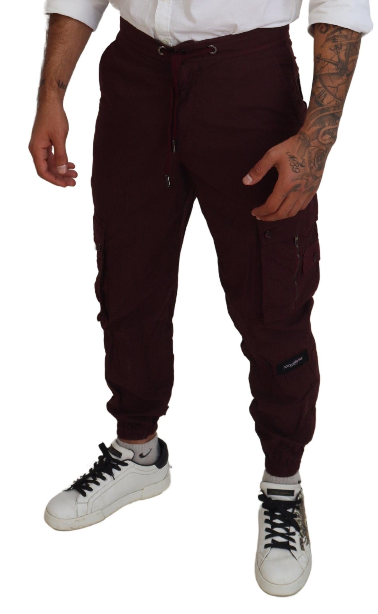  - Elegant Burgundy Cotton Jogger Pants