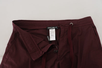  - Elegant Burgundy Cotton Jogger Pants