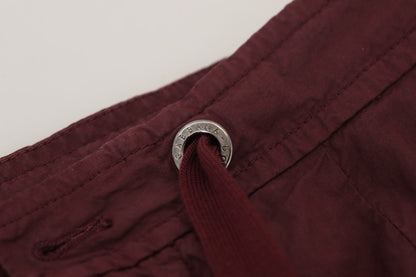  - Elegant Burgundy Cotton Jogger Pants