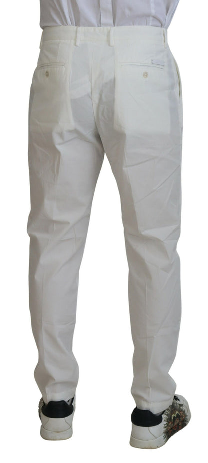  - Elegant White Cotton Chino Pants