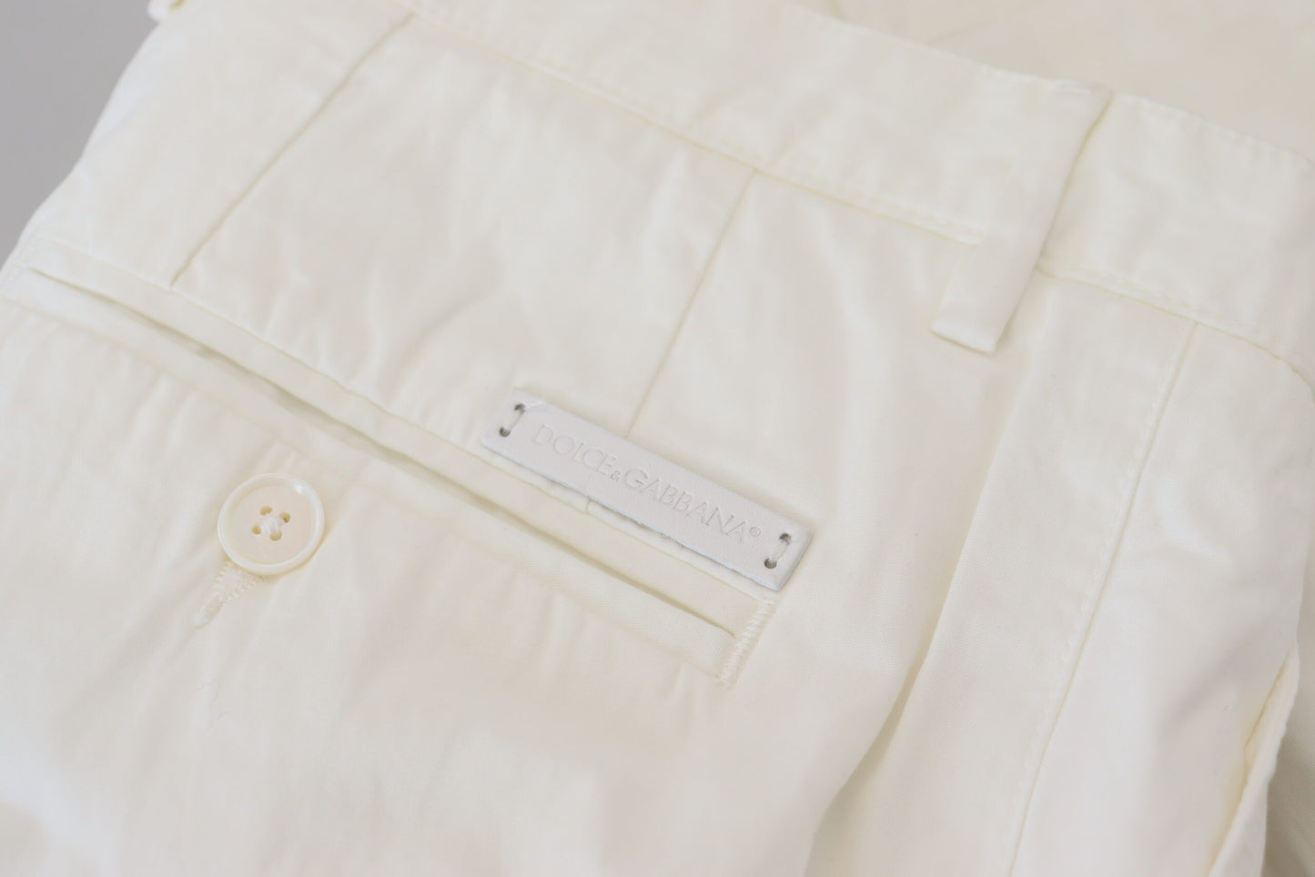  - Elegant White Cotton Chino Pants