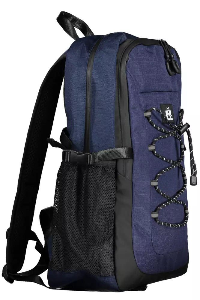 Blue Polyester Men Backpack