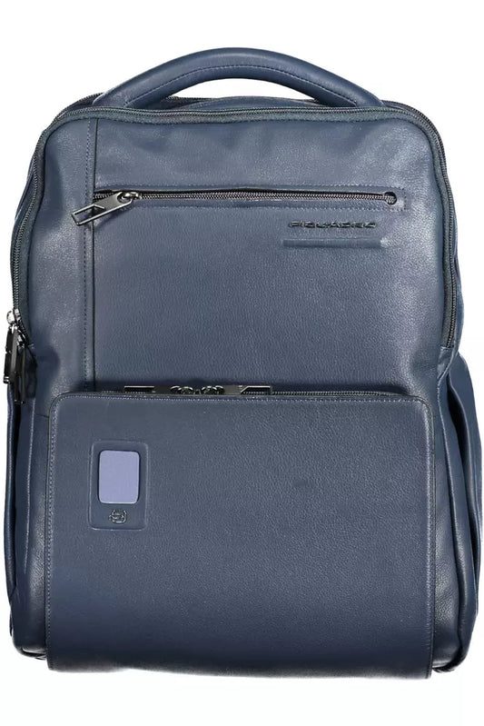  - Blue Leather Men Backpack