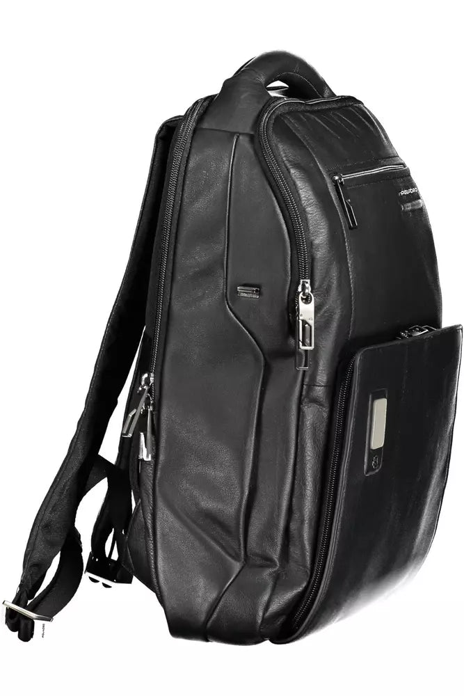  - Black Leather Men Backpack