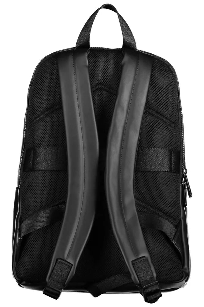 Black Polyester Men Backpack