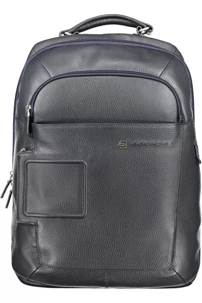  - Blue Leather Men Backpack