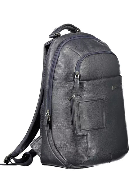  - Blue Leather Men Backpack