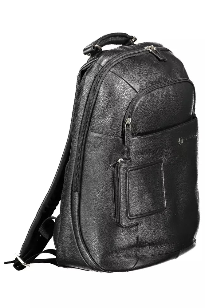  - Black Leather Men Backpack