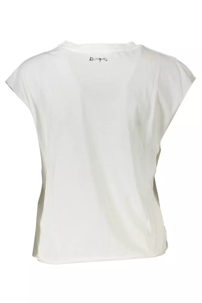  - White Cotton Women T-Shirt