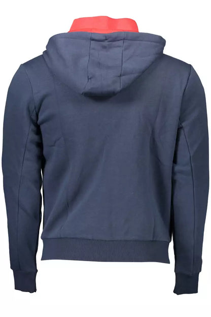  - Chic Blue Hooded Zip Sweatshirt - Embroidered Detail